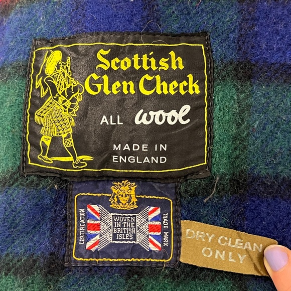Vtg All Wool England Made Scottish Glen Check Plaid Fringe Throw Blanket 56 X 60 - Picture 6 of 10